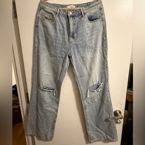 Women’s  Light Blue Ripped Relaxed Jeans